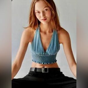 URBAN OUTFITTERS BGD DENIM HALTER TOP SIZE SMALL!!